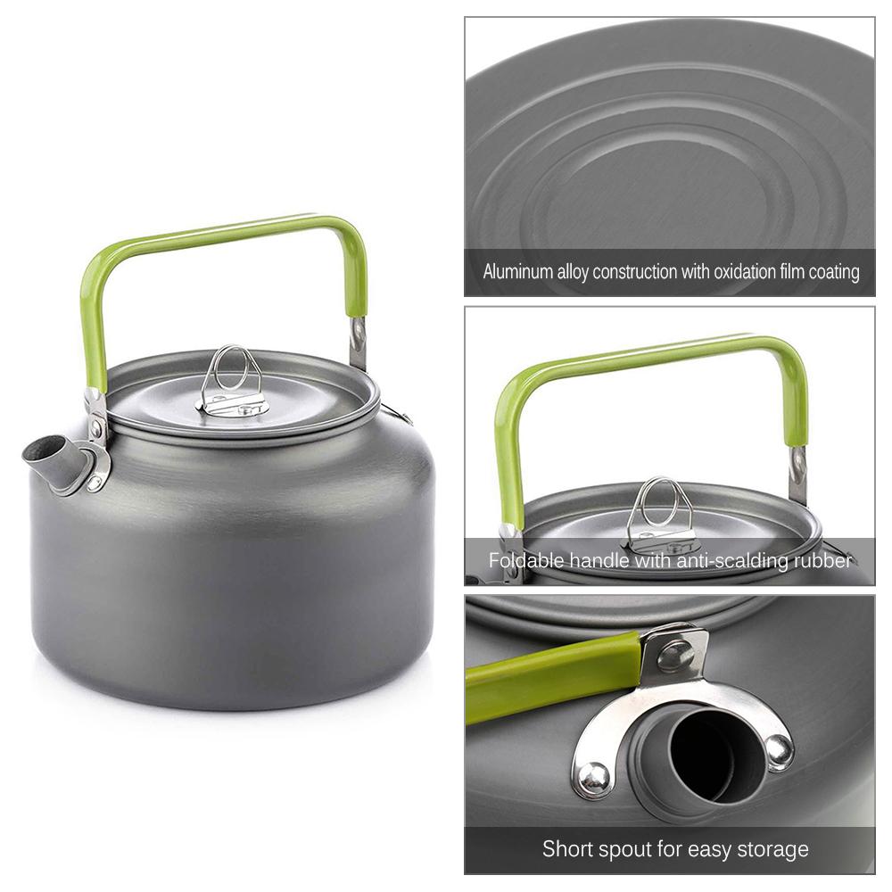 0.8L/1.2L/1.6L Outdoor Camping Kettle Aluminum Tea Kettle Coffee Pot with Carry Bag