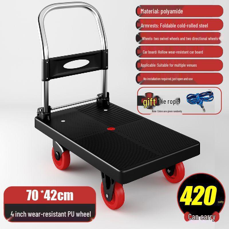 Compact Folding Flatbed Trolley: Silent, Lightweight, Multi-Functional Hand Truck for Pulling and Pushing Goods