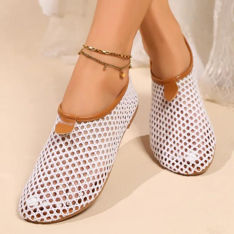 Fashion Women's Sandals Casual Mesh Flat Shoes Fashion Summer Ladies Shoes 2025 Trend Designer Sandal Female Breathable Beach Footwear