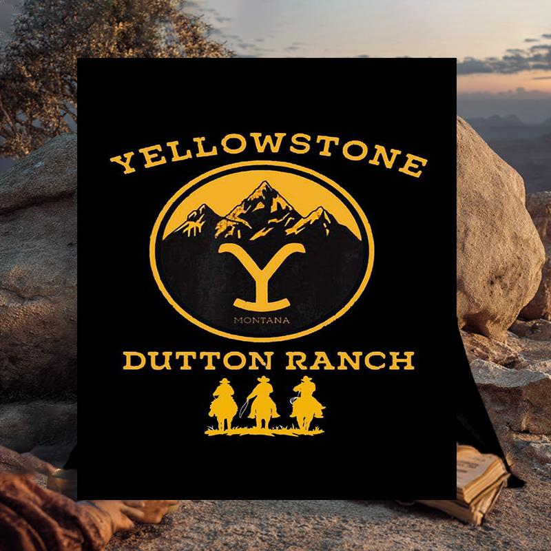 1PC Yellows-tone Dutton Ranch Flannel Blanket Gift, Suitable for Both Men And Women, Soft Ideal for Beds And Sofa, Birthday Or Christmas Gift