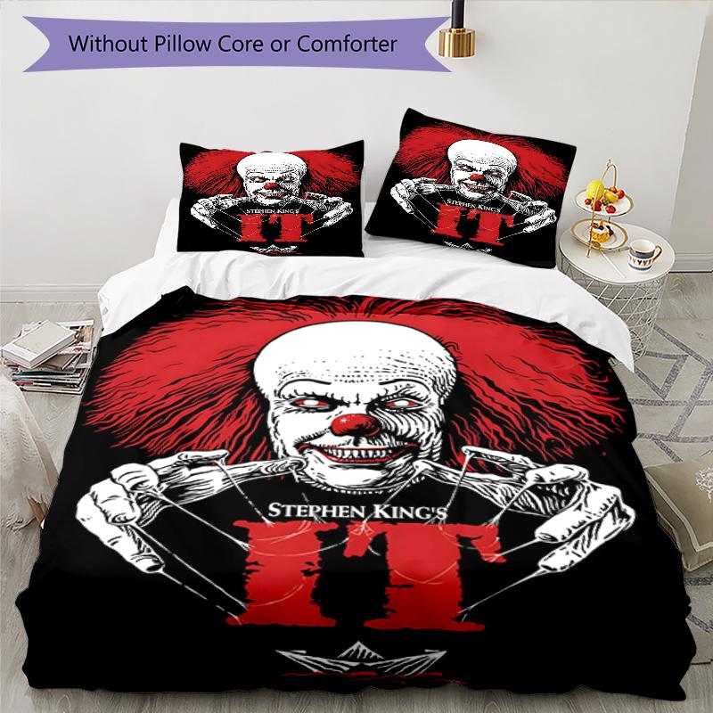 3pcs Pennywise1 Design Cover Set - HD Printed Bedding with 1 Cover and 2 Pillowcases - Perfect for Home and Dorm Decor