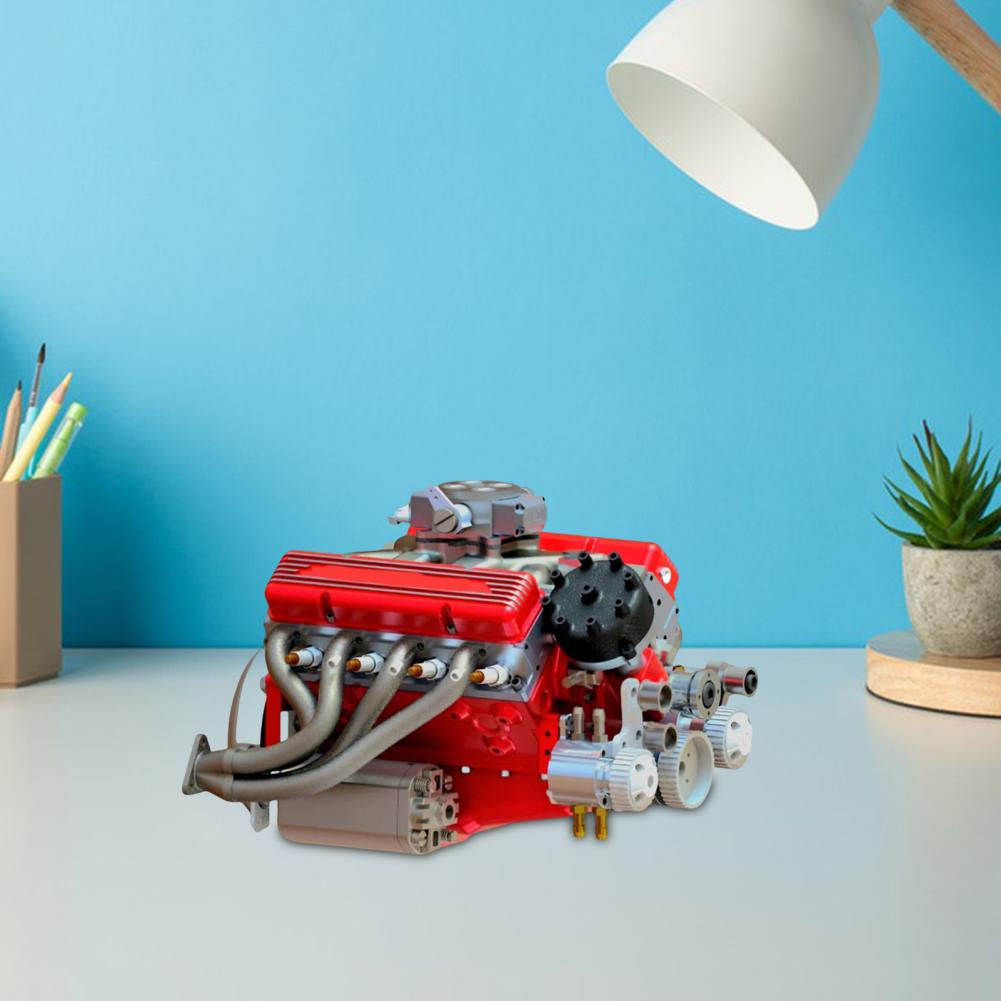Garage Display Piece Resin V8 Engine Model Statue for Car Enthusiasts Small-block Engine Figurine Collectible Gift for Adults
