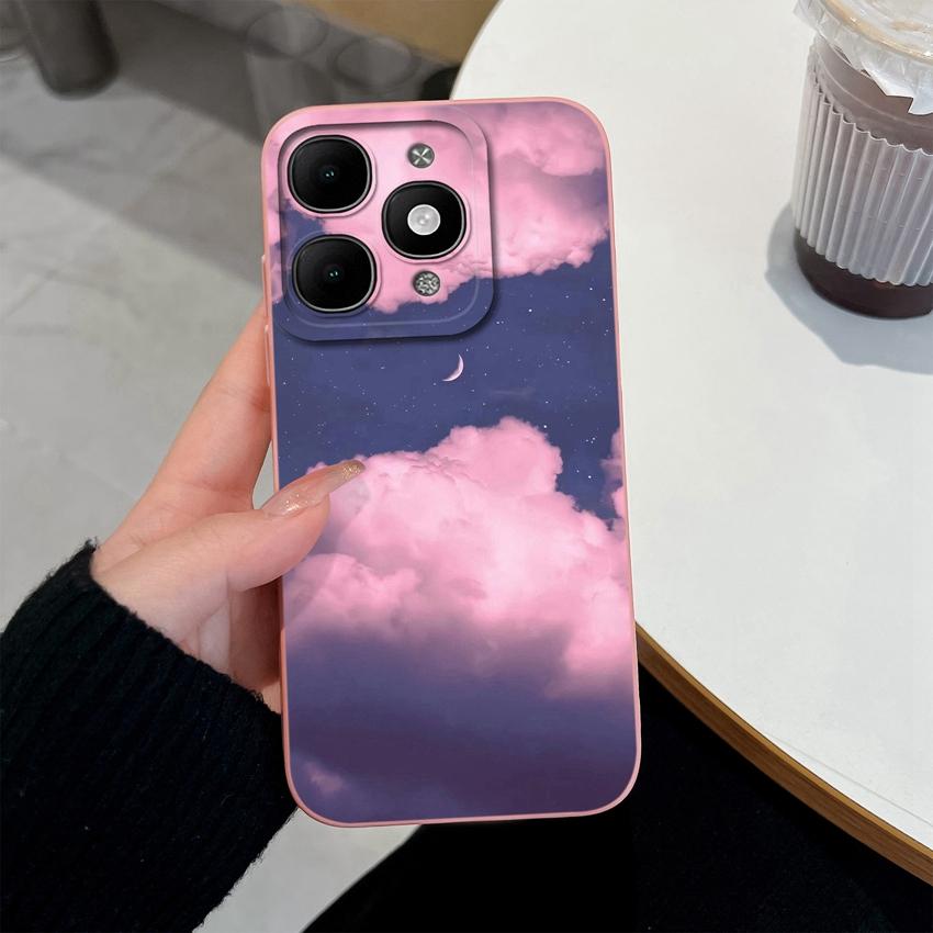 For itel A90 A50C A80 P60 S25 Ultra Power 70 Phone Cover Pretty Flower Pattern Smooth Liquid Silicone Screen Protector Shockproof Case For itel Casing