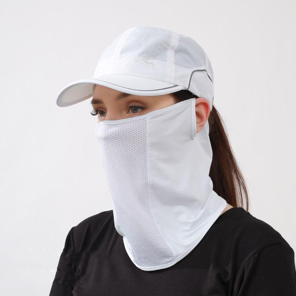 Solid Color Ice Silk Mask UV Protection Neck Wrap Cover Elastic Face Cover  Outdoor