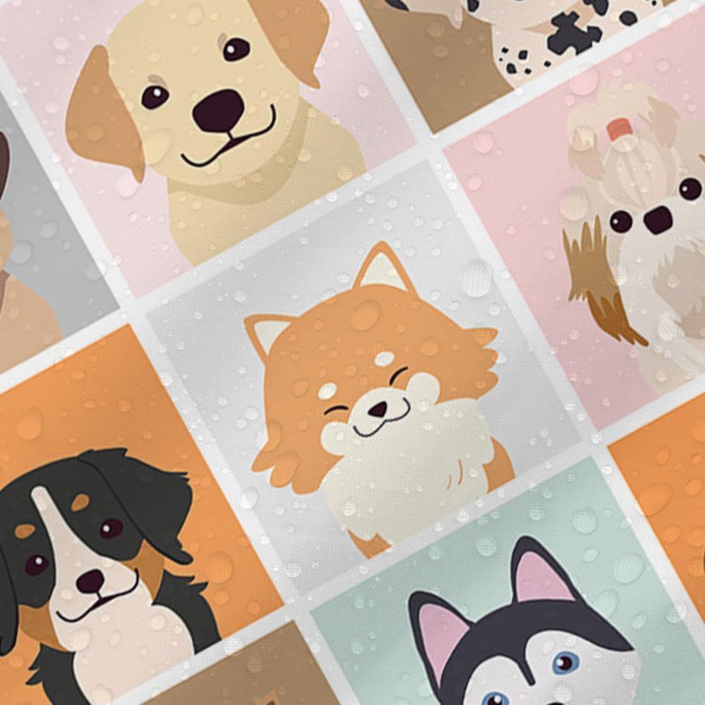 Kolorowa kwadratowa zasłona prysznicowa z motywem zwierzęcym psa, 180 x 180 cm, trwała zasłona prysznicowa do łazienki, dekoracja domu z 12 haczykami