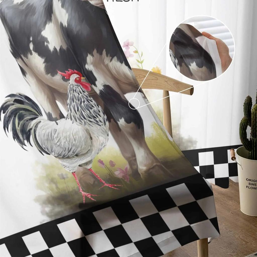 Bauernhof Plaid Kuh Hahn Gardinen für Wohnzimmer Küche Fenster Vorhänge Schlafzimmer Tüll Voile Vorhänge