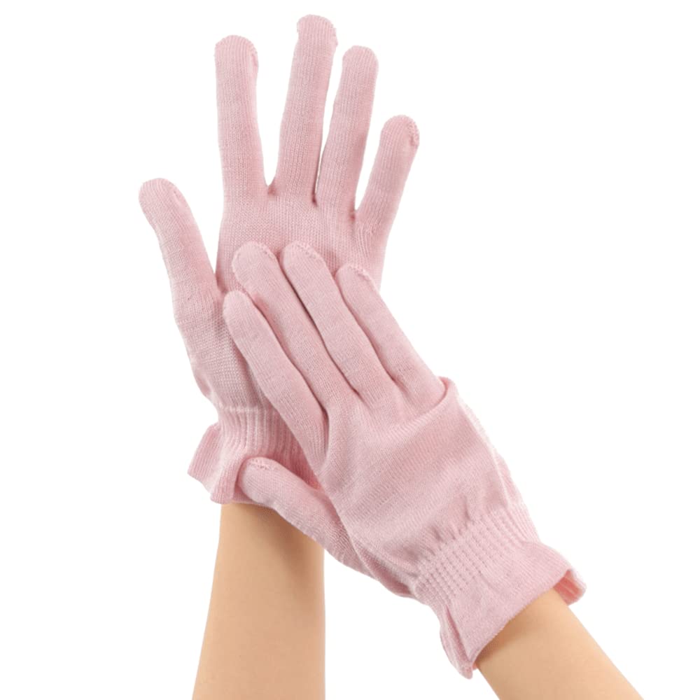Silk Gloves for Hand and Comfortable Sleeping Gloves for a Relaxed Made in Japan 1 Care, Moisturizing, Comfortable, Fit. (Pink, Pair)