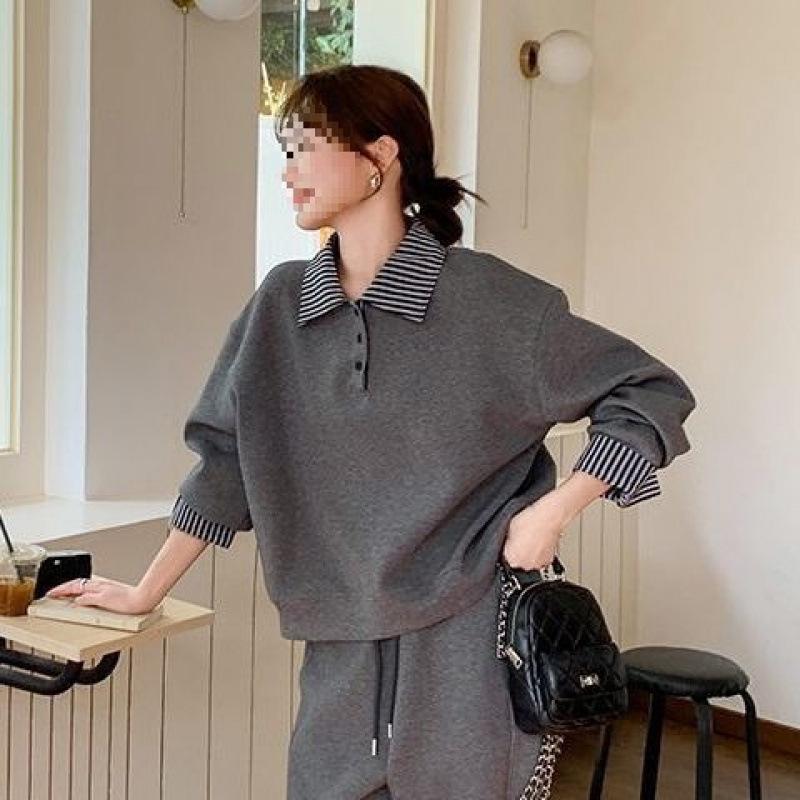 Комплект из худи и брюк для похудения, повседневный, весна-осень – Расслабленный, спортивный комплект из двух предметов S Recommended 35-50 kg