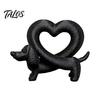 Romantic Anniversary Present 3D Printed Dachshund Heart Ornament, Creative Dog Statue, Cute Desktop Figurine Love Animal for Home Office Decoration