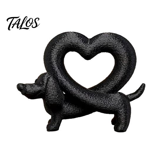 Romantic Anniversary Present 3D Printed Dachshund Heart Ornament, Creative Dog Statue, Cute Desktop Figurine Love Animal for Home Office Decoration