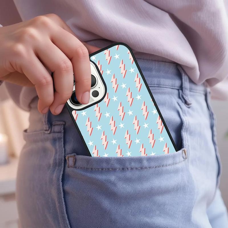 preppy stars lightning pink Phone Case For iPhone 17 Air 15 16e 14 13 Pro Max Coque 12 11 Pro Max PLUS cover