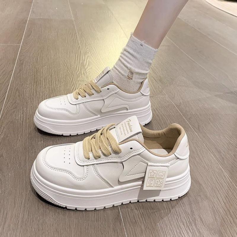 High-top Leather Little White Shoes Women's Ins Tide 2025 Autumn New Popular Spring and Autumn Korean Version Versatile Platform Sports Shoes