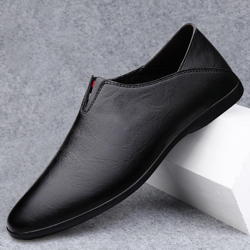 Fashion Spring Summer Mens Casual Shoes Genuine Leather Male Loafers Slip-On Mocasines Soft-Soled Driving Shoes Classic Business Falts