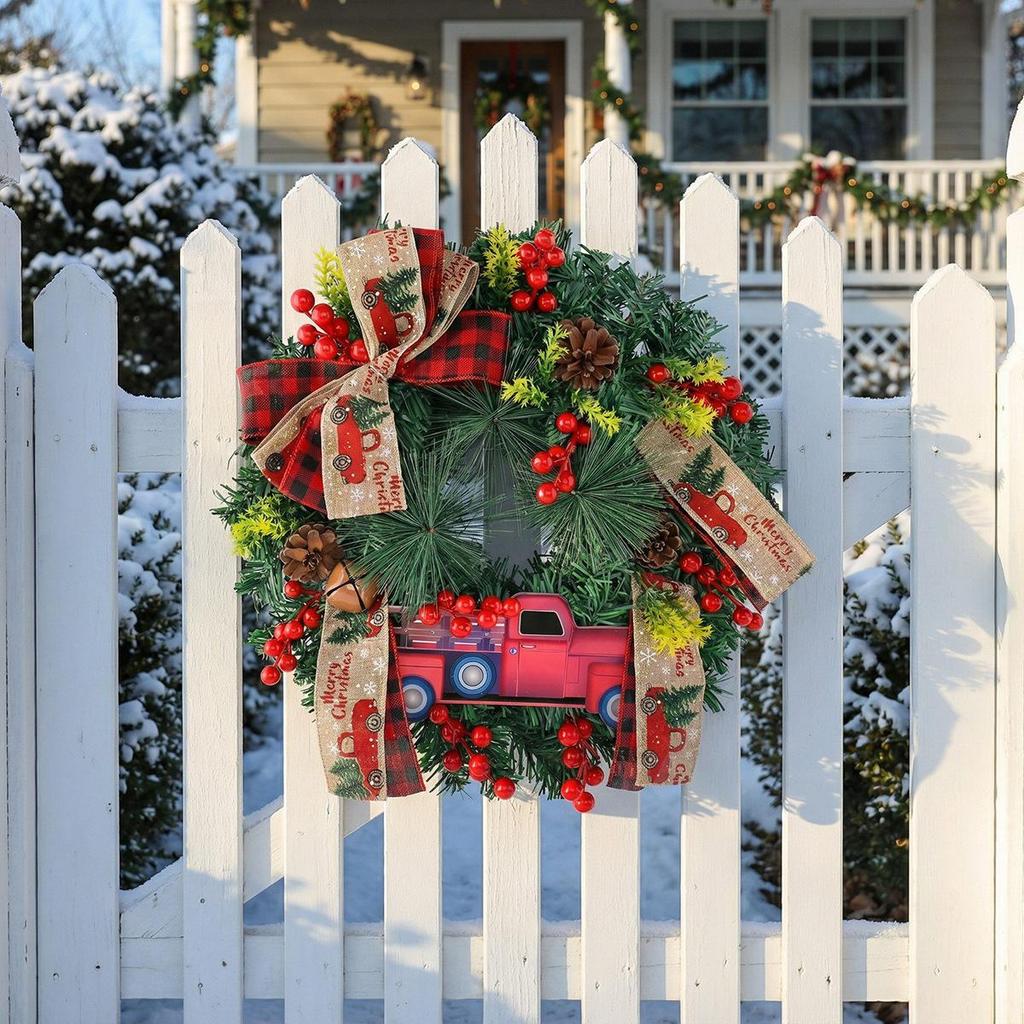 Christmas Truck Bow Door Hanger – Festive Holiday Decoration