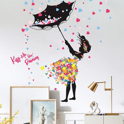 Wall Sticker Self-adhesive Easy To Apply PVC Fairy Girl Flower