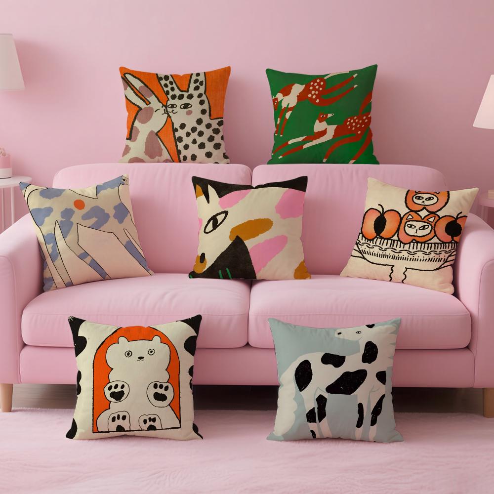 Vantage Abstract Anime Cute Pet Cat Dog Cushion Cover Pillow Case Soft Friendly Fabric Concealed Zipper