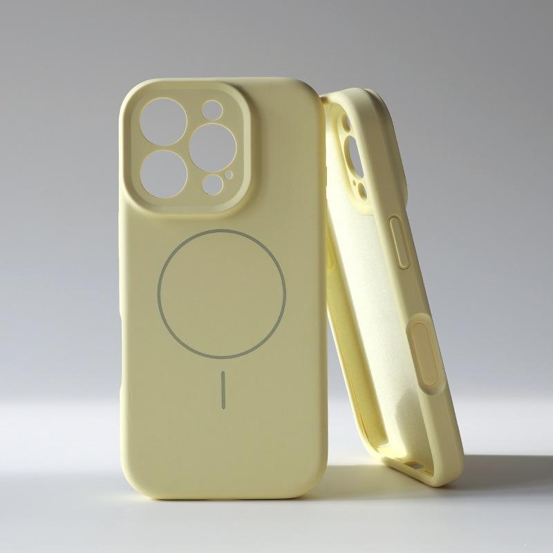 Magnetic liquid silicone case, suitable for iPhone17ProMax mobile phone case, camera button integrated, Apple 16 all-inclusive.
