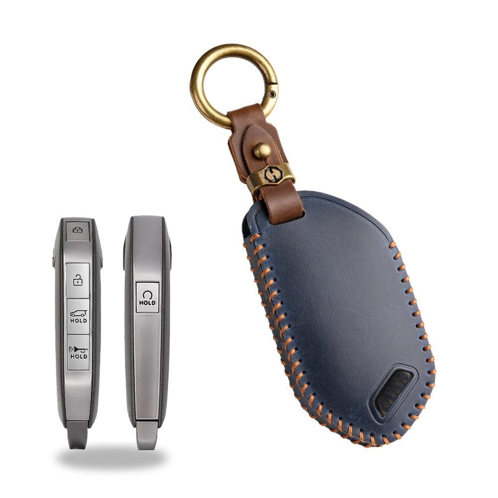 Genuine Leather Key Cover for KIA 2024 Model Car Keys Protective Case Keychain Accessories