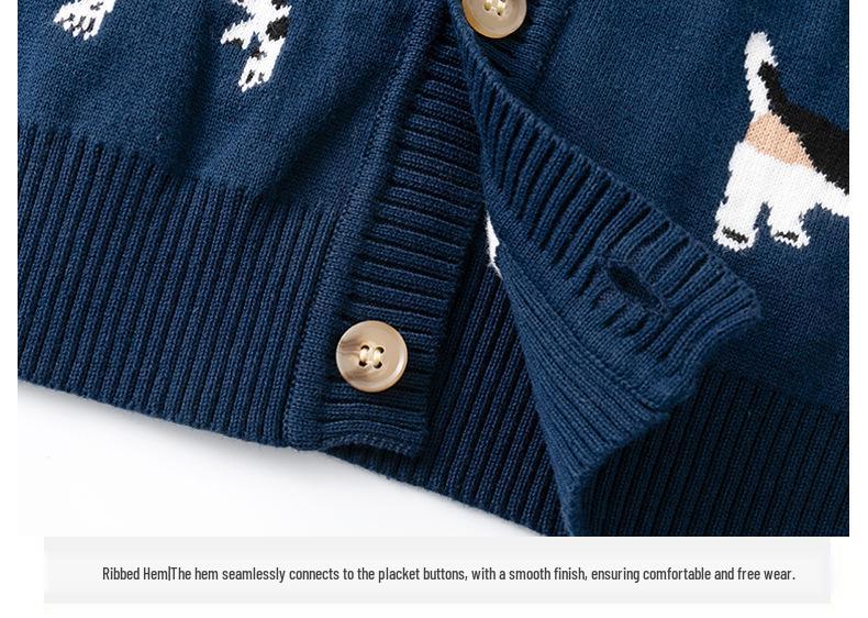 Kids' Spring/Autumn Korean Cartoon Puppy Jacquard Cotton Cardigan Sweater for Boys & Girls