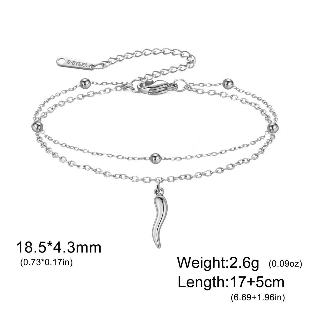 Stainless Steel Lucky Italian Horn Bracelets for Women Double Chain Beads Bracelets Protection Jewelry Birthday Gift 2026 New