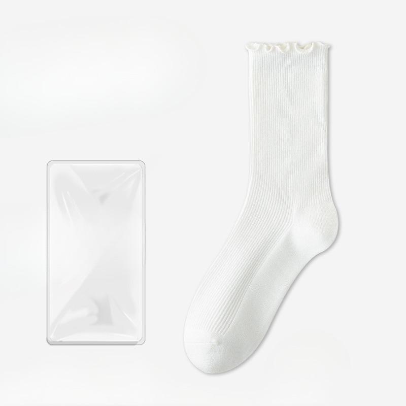 

Женские летние тонкие универсальные хлопковые носки с деревянной окантовкой для ушей, дезодорирующие плетеные носки-трубки 1 pair белый