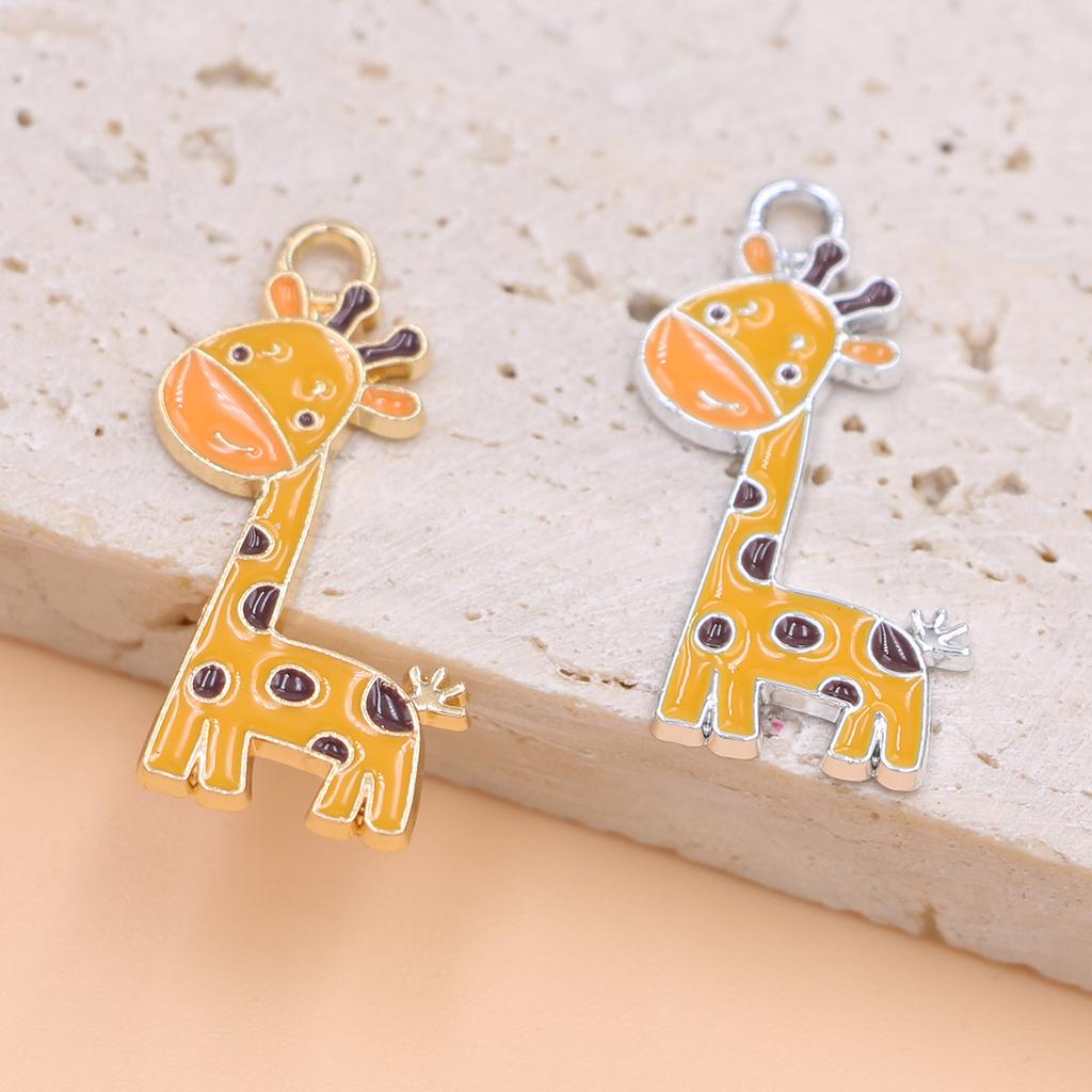 10Pcs Yellow Enamel Gold Plated Giraffe Charm Pendant For Jewelry Making Bracelet Earrings Necklace Diy Accessories Craft