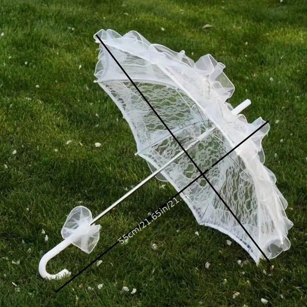 Eleganter weißer Spitzenschirm, Romantischer Braut-Spitzensonnen-Regenschirm, Ideal für Fotostudio-Requisite, Hochzeitszeremonie, Party, Brautdusche, Geburtstag