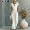 New  Women's Summer Office V-Neck Waist Belt Bodysuit