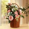 with Handle Imitation Rattan Storage Baskets Household Handwoven Handhold Weaving Basket 6 Styles Home Decoration Braid Basket