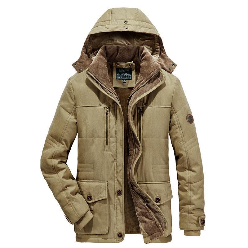 Padded-on Men's Winter Medium and Long Velvet Thickened Cotton-padded Clothes Men's Youth Casual Windproof Warm Padded Jacket
