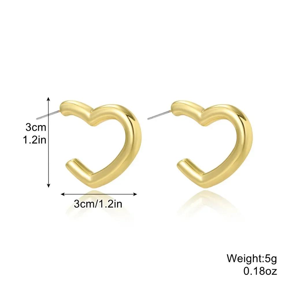 

Vintage Simple Fake Piercing Metal Gold Color Ear Clips Asymmetry Round Clip Earrings for Women Fashion Heart Jewellery Gift