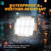 120W Solar Rechargeable 144 LED Work Light, 10000LM Flood Light | Portable Camping Light, 4 Modes, IP66 Waterproof Outdoor Job Site Light with Stand