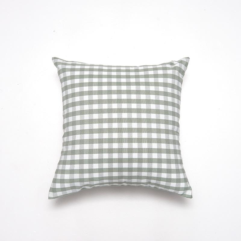 Polyester-cotton Canvas Casual Plaid Striped Bean Green Series Pillowcase Living Room Sofa Splicing Simple Pillowcase