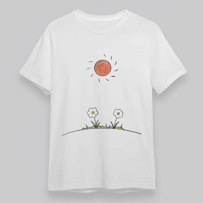 

Women s Plus Size Classic T-Shirt Sunbeam with Daisies Field Artwork Cotton Tee S