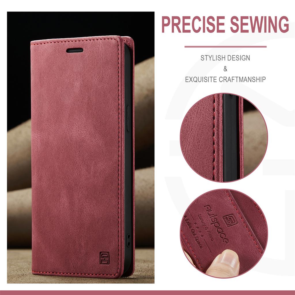 For iPhone 14 Pro Vintage Leather Flip Wallet Case with RFID Blocking Card Slot, Matte Retro Folio Cover for Women Men (4 Colors)