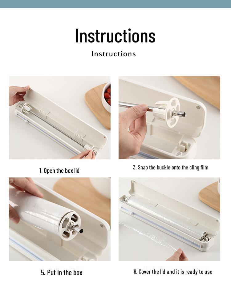 Adjustable Suction Cup Cling Film Cutter & Storage Divider for Kitchen