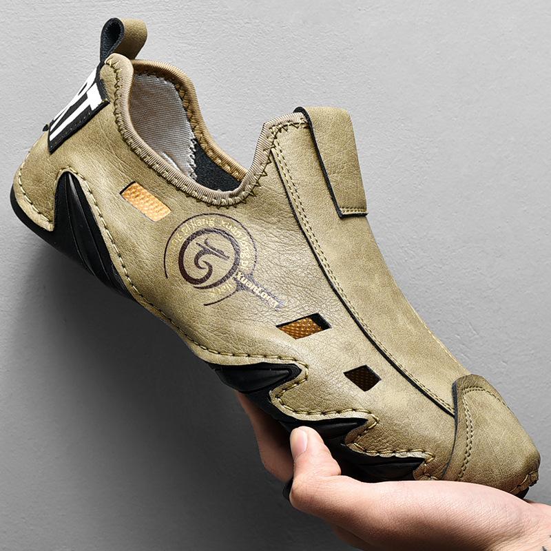 

Мода 38-48 большой размер Летние мужские кожаные повседневные туфли Дизайнерские лоферы Уличные дышащие Модные туфли для вождения Мужские Zapatillas Hombre 48 хаки