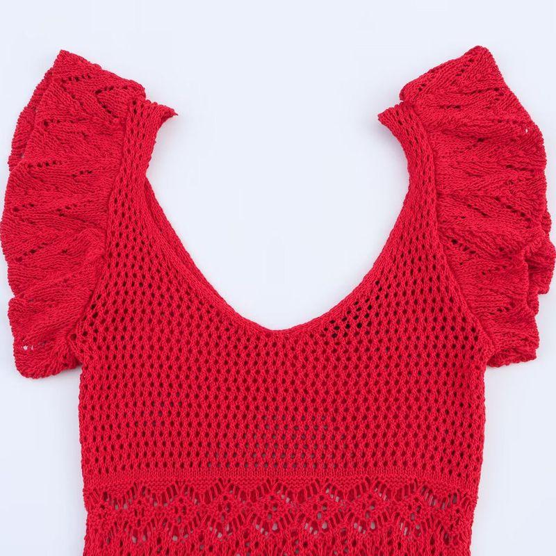 Zbzr Spring New Women Clothes Western Style French Style Laminated Decorative Texture Knitted Mini Dress 3991013