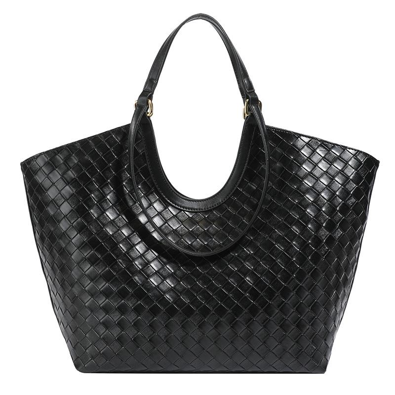 

Tote bag retro woven pattern bag women s simple large-capacity shoulder bag fashionable versatile handbag чёрный