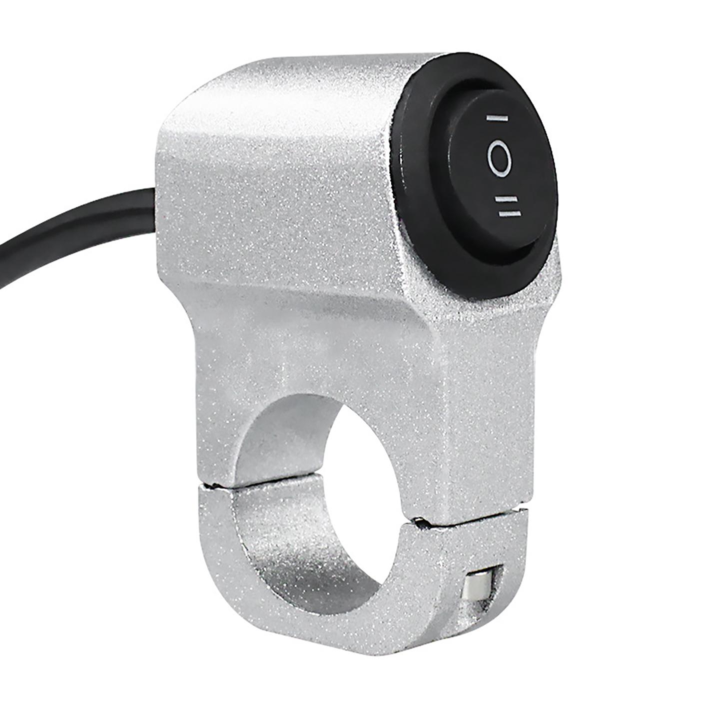 

Универсальный алюминиевый сплав 7/8 дюймов 22 мм 20A переключатель света на руле для мотоцикла/фар противотуманный стоп-сигнал/модифицированный серебряный