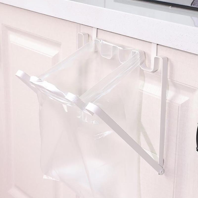 

Кронштейн для мусорного мешка на дверце шкафа, вешалка для хозяйственных сумок, многофункциональные складные мусорные баки, стеллаж для хранения, кухонный органайзер белый