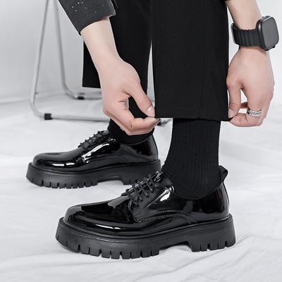 Grosse tête et petites chaussures en cuir semelle épaisse à lacets chaussures en cuir verni de ville pour hommes commerce extérieur nouvelles chaussures décontractées mocassins pour hommes