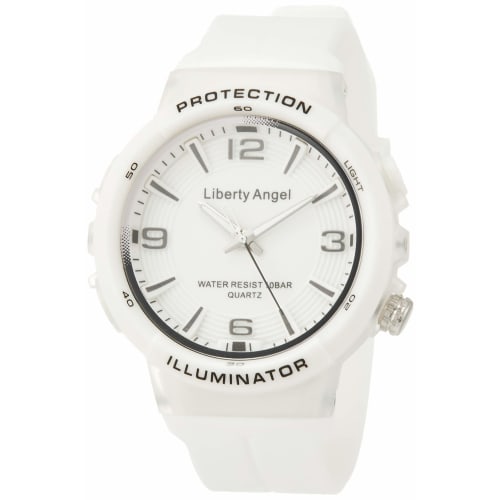 

Arias Analog Waterproof Watch with LED Light, White, ADWW18089-05