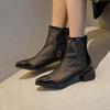 Women's high-heeled net boots spring and summer new thick-heeled large-size splicing cool boots