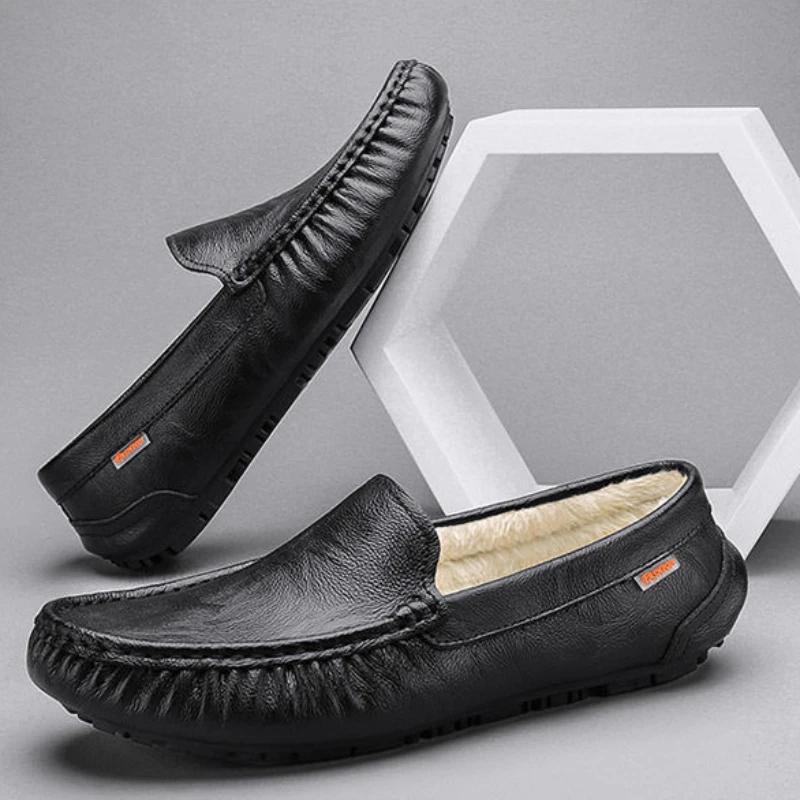 Leather Shoes for Men Non Slip and Waterproof Man Casual Shoe Square Toe Flat High Quality Fashion Pu Classic Original On Sale