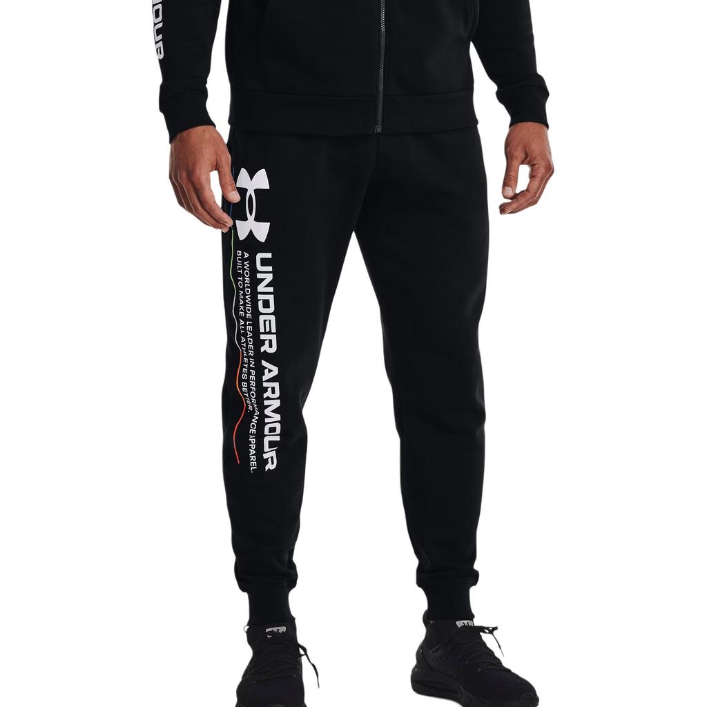 Under Armour Rival Fleece Chroma Κομψό Άνετο Μαλακό Ευέλικτο Πλεκτό Φούτερ Παντελόνι Ανδρικό Κάτω Μέρος Μαύρο 1370345-001