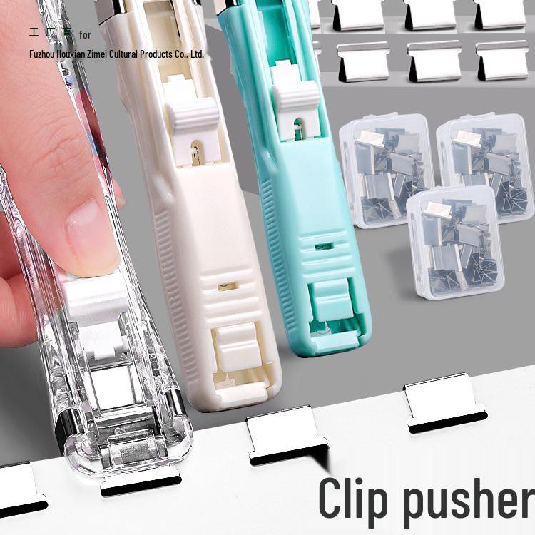 Push Clip and Stapler Set for Organizing Papers and Files