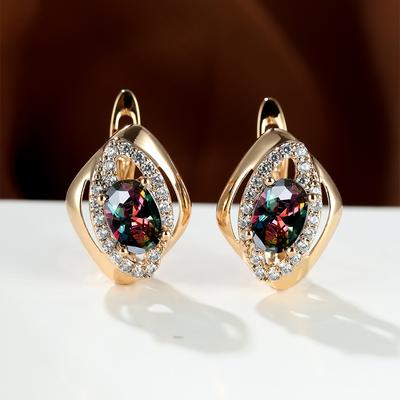 Mystic Oval Cut Regenbogen Stein Marquise Design Ohrringe Pferdeauge Liebe Baumeln Ohrringe Braut Band Verlobungsschmuck