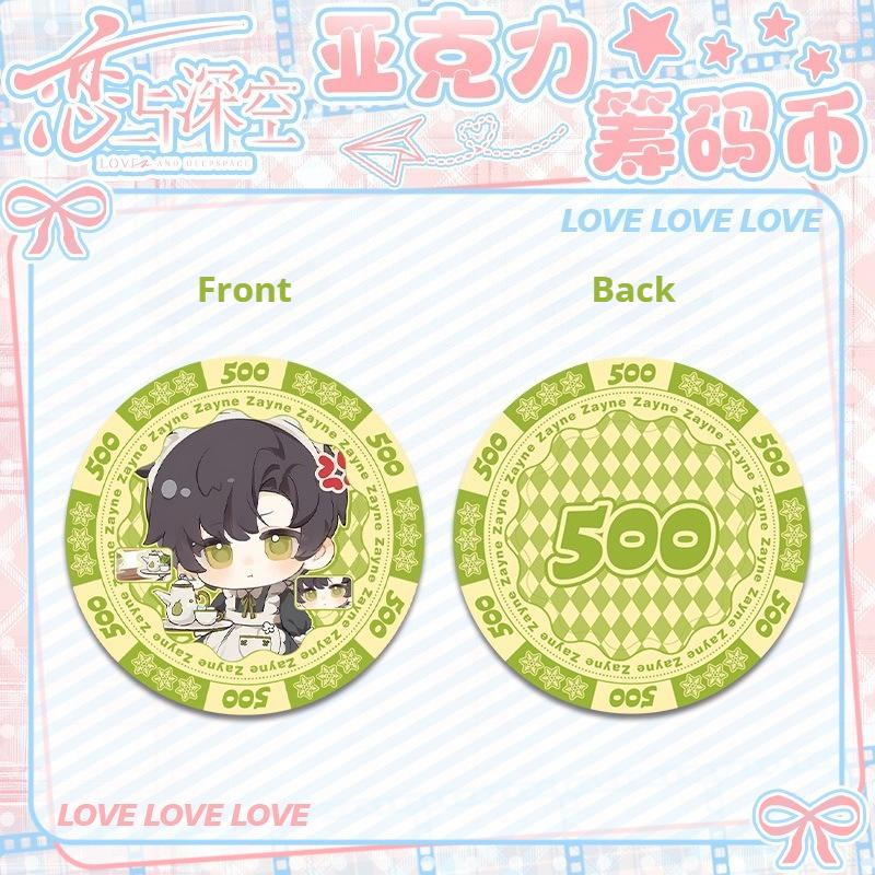 Love and Deepspace Sylus Rafayel Zayne Xavier Caleb Acrylic Chip Coin 43MM Anime Cosplay Colorful Pattern Game Coin Game Gift