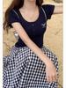 Trendy Women's V-Neck Bow Embroidery Slim-Fit Short-Sleeved T-Shirt